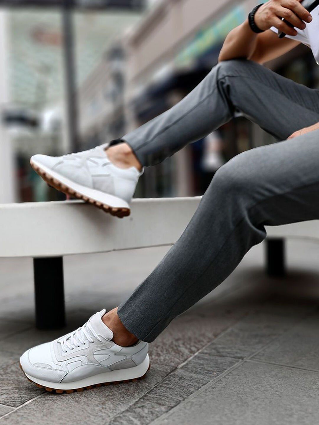 İBAY GALAXY WHITE MEN'S LEATHER DAILY SHOES WHITE - 43