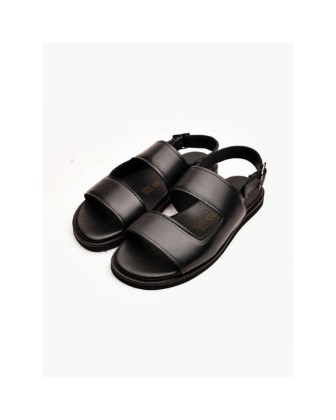 BLACK SOFT HAKİKİ DERİ ERKEK SANDALET SİYAH - 43
