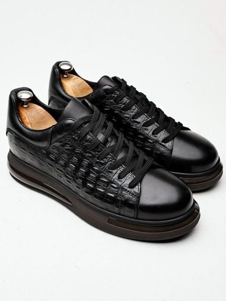 BLACK CROCCO AMIRI ERKEK DERİ GÜNLÜK AYAKKABI SİYAH KROKO - 43