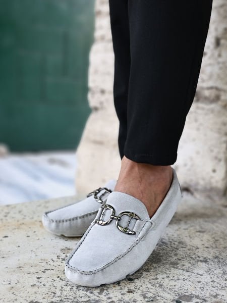 GREY SUEDE ANTON HAKİKİ DERİ TARZ AYAKKABI GRİ SÜET - 42