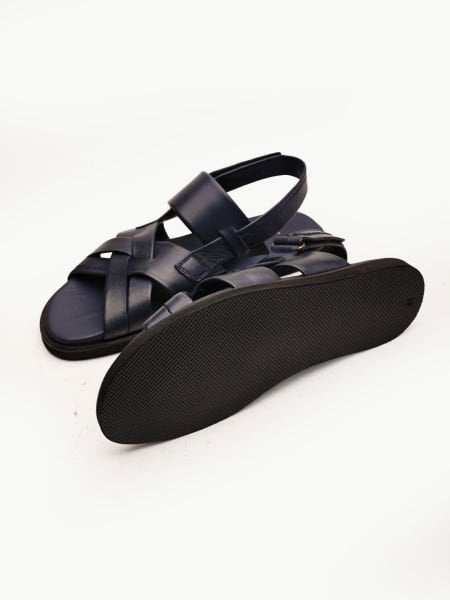NAWY BLUE BEACH SANDALET HAKİKİ DERİ ERKEK SANDALET LACİVERT - 43