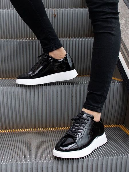 PATENT BLACK MARINO ERKEK TARZ AYAKKABI SİYAH RUGAN - 44