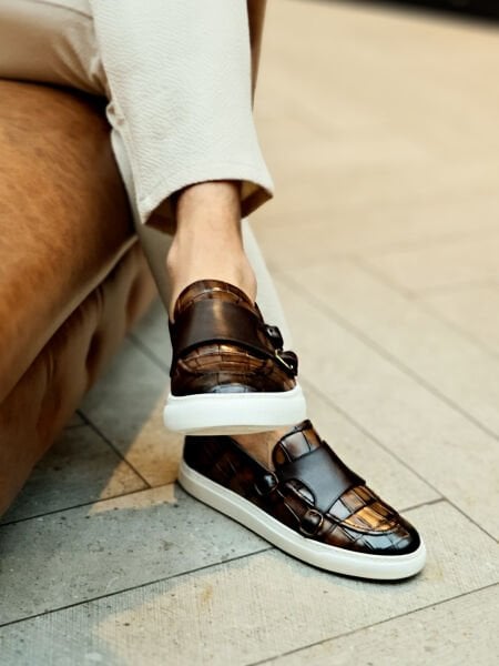 COFFEE CROCO EDWARD KAHVE KROKO ERKEK TARZ AYAKKABI Kahve Kroko - 43
