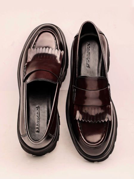 CLARED RED  COLEMAN HAKİKİ DERİ ERKEK KLAS AYAKKABI +5CM BORDO AÇMA - 44
