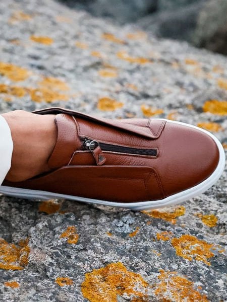TAN FANCY ERKEK DERİ BAĞCIKSIZ AYAKKABI TABA - 41