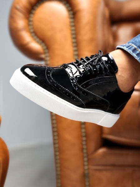 PATENT BLACK OXFORD RUGAN DERİ ERKEK GÜNLÜK AYAKAKBI SİYAH RUGAN - 41