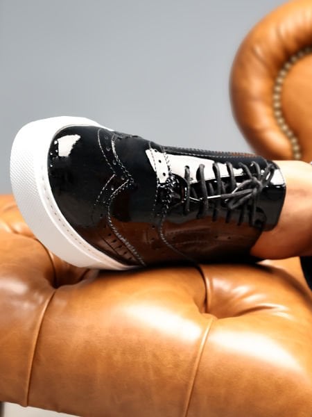 PATENT BLACK OXFORD RUGAN DERİ ERKEK GÜNLÜK AYAKAKBI SİYAH RUGAN - 41