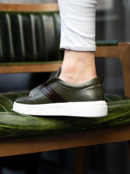 GREEN ZEO HAKİKİ DERİ GÜNLÜK AYAKKABI HAKİ - 45