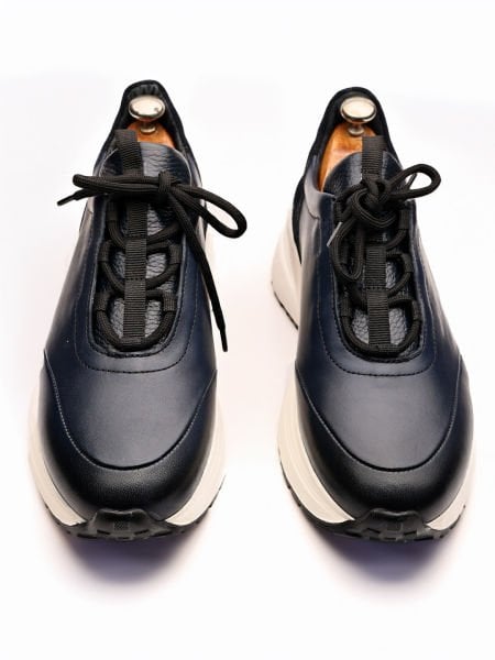 NAVY VARŞOVA HAKİKİ DERİ ERKEK SNEAKRS AYAKKABI LACİVERT - 44