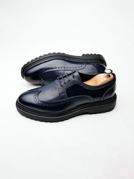 DARK BLUE THIN LINE  ERKEK DERİ GÜNLÜK KLASİK AYAKKABI LACİVERT - 45
