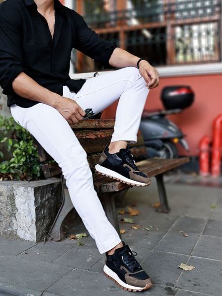 BLACK GREEN GALAXY DERİ GÜNLÜK SNEAKERS SİYAH HAKİ - 45
