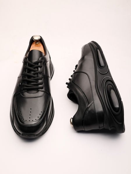 BLACK HENRY HAKİKİ DERİ ERKEK SNEAKERS RAHAT TARZ AYAKKABI SİYAH - 45