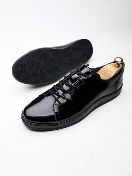 PATENT BLACK JESSE  ERKEK DERİ CASUAL AYAKKABI SİYAH RUGAN - 42