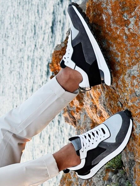 WHITE GRAY BLACK BRAVO RAHAT ERKEK DERİ GÜNLÜK AYAKKABI BEYAZ GRİ SİYAH - 40