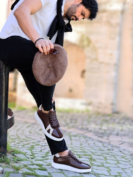 COFFEE LOUIS ERKEK TARZ GÜNLÜK HAKİKİ DERİ AYAKKABI KAHVE - 37
