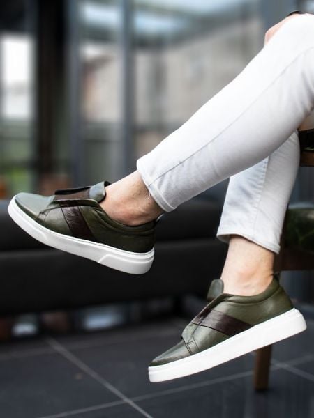 GREEN ZEO HAKİKİ DERİ GÜNLÜK AYAKKABI HAKİ - 45