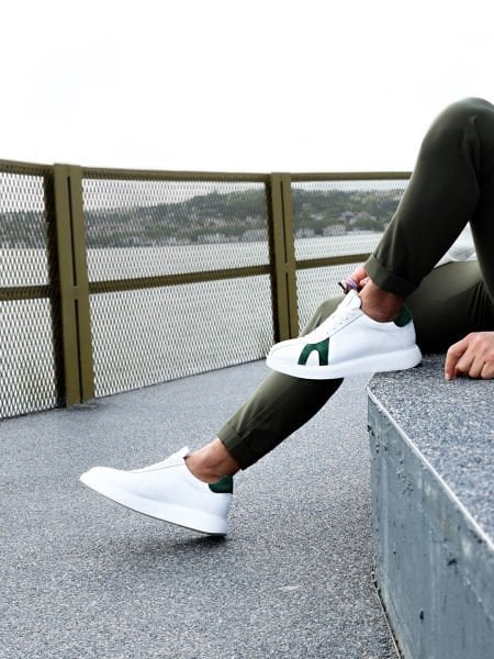 WHITE GREEN LOUIS RAHAT ERKEK DERİ GÜNLÜK AYAKKABI BEYAZ YEŞİL - 44