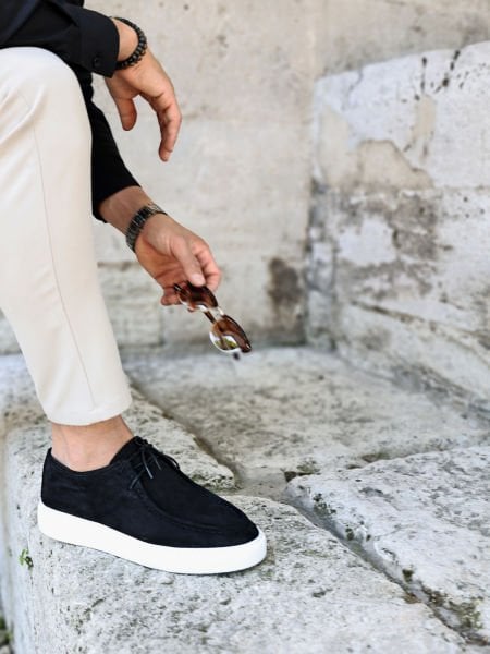 BLACK SUEDE NUBUCK TOMMY  NUBUK ERKEK DERİ GÜNLÜK AYAKKABI SİYAH NUBUK - 43