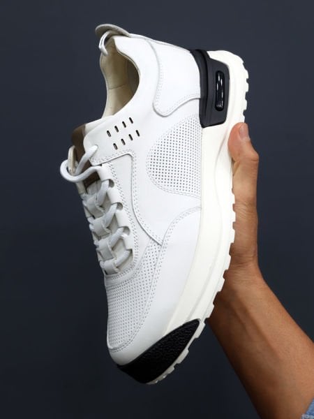WHITE TIEMPO HAKİKİ DERİ RAHAT ERKEK DERİ SNEAKERS BEYAZ - 45