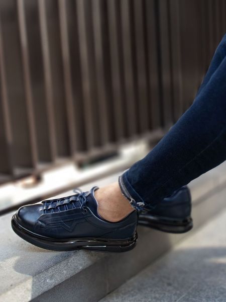 NAVY BLUE  GENIUS ERKEK DERİ GÜNLÜK RAHAT AYAKKABI LACİVERT - 44