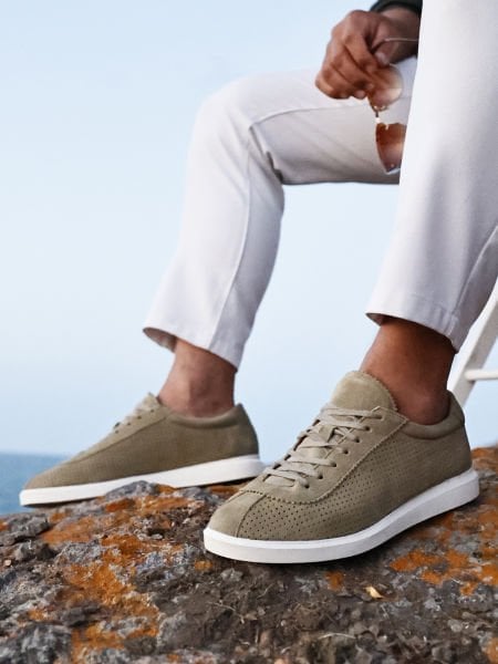 GREEN SUEDE  PASS-X  RAHAT ERKEK DERİ YAZLIK AYAKKABI YEŞİL SÜET - 45