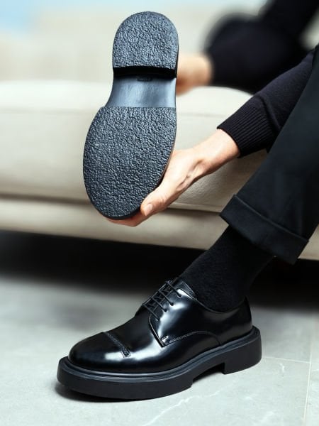 BLACK MARSHALL HAKİKİ DERİ AYAKKABI SİYAH AÇMA - 45