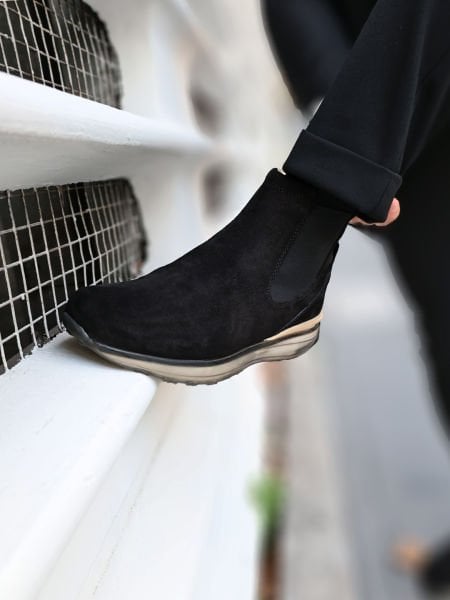 BLACK SUEDE WARM AIR HAKİKİ DERİ BOT SİYAH SÜET - 44