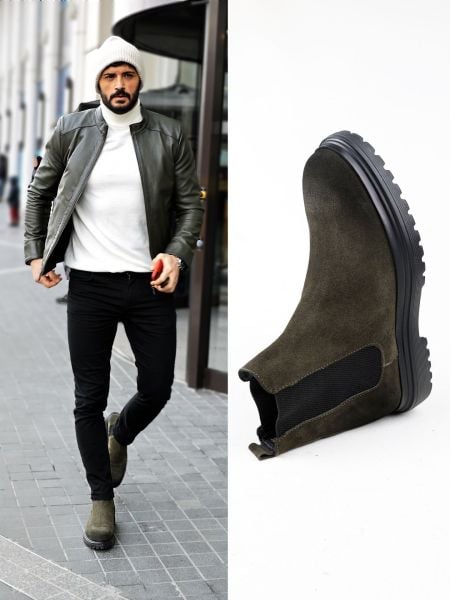 GREEN SUEDE DAVIES HAKİKİ DERİ BOT HAKİ SÜET - 41