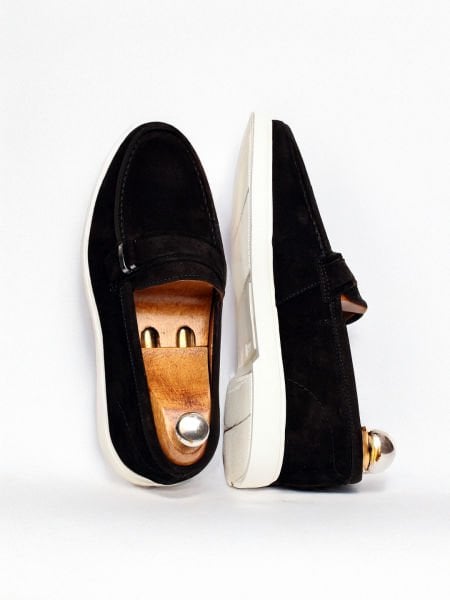 BLACK SUEDE STYLE HAKİKİ DERİ ERKEK GÜNLÜK AYAKKABI SİYAH SÜET - 44