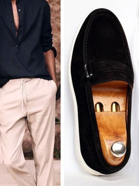BLACK SUEDE STYLE HAKİKİ DERİ ERKEK GÜNLÜK AYAKKABI SİYAH SÜET - 44