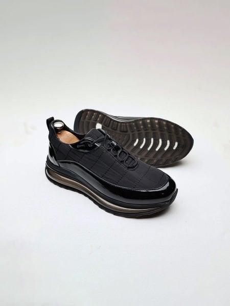 BLACK NEW PREMIUM DERİ GÜNLÜK SNEAKERS Siyah Beyaz Rugan - 40