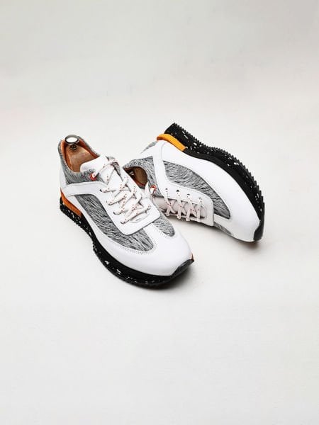 WHITE GREY SALVADOR DERİ GÜNLÜK SNEAKERS BEYAZ GRİ - 43
