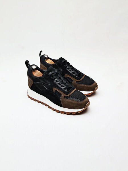 BLACK GREEN GALAXY DERİ GÜNLÜK SNEAKERS SİYAH HAKİ - 45