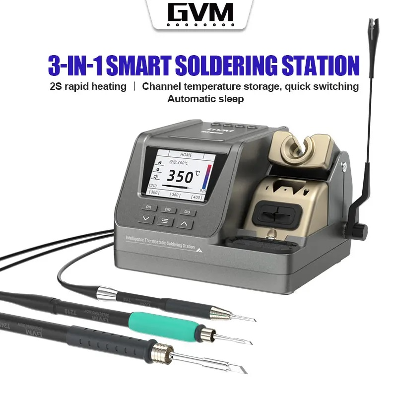 Gvm H3 Akıllı Lehim Istasyonu Havya 3kollu (t115-t210-t245 3 Kol 3 Uçlu Kutu)