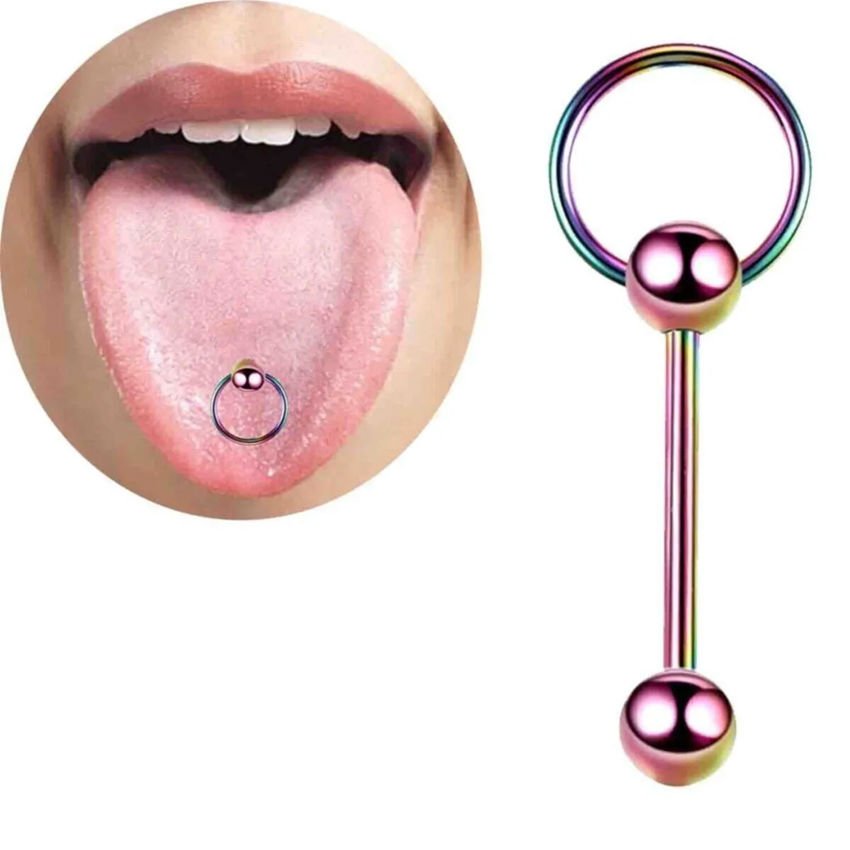 Halkalı Toplu Çelik Dil Piercing