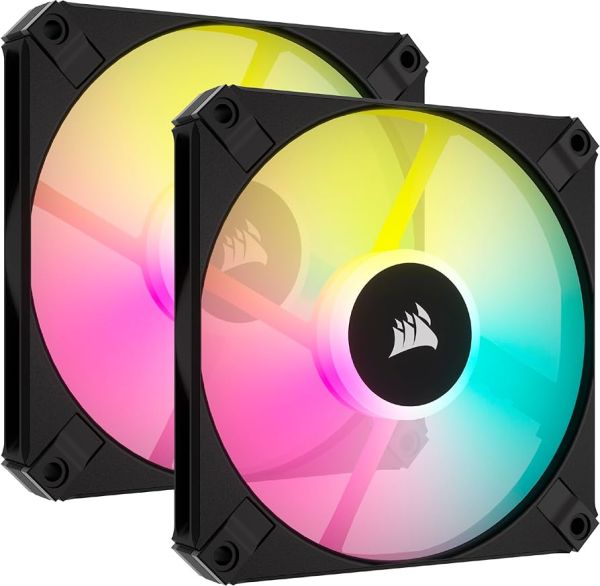 Corsair Af Serisi, İcue Af140 Rgb Slım 140Mm Pwm Akışkan Dinamik Rulmanlı Fan - Siyah İkili Paket (C