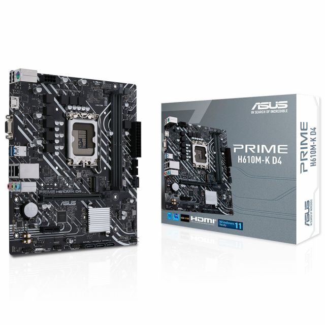 Asus Prıme H610M-K D4 Intel H610 Lga1700 Ddr4 3200 Dp Hdmı M2 Usb3.2 Matx Asus 5X Protectıon Iıı Arm
