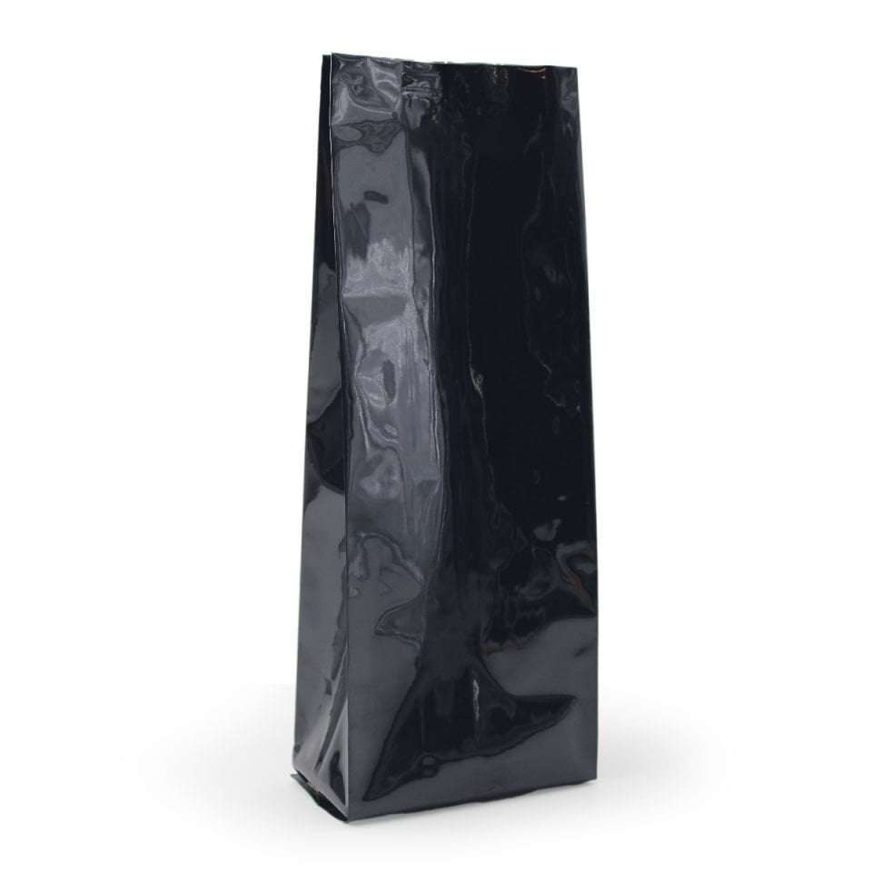 Siyah Parlak Alüminyum Yan Körüklü Torba 10x25+3 Cm 250 Gr