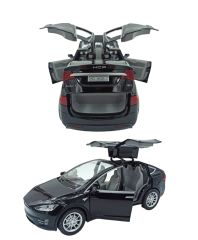 Tesla Marka Metal Model Araba - Tüm Kapılar Açılır, Işıklı ve Sesli 1:22 Ölçek! Siyah