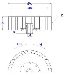 ÇAP 250 BOY 102 DELİK 28 mm SOL YÖN RADYAL FAN PERVANESİ