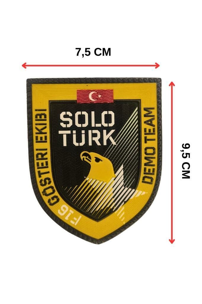 SoloTürk Gösteri Ekibi Plastik Arma Patch 7,5 x 9,5 cm, Arkası Cırtlı
