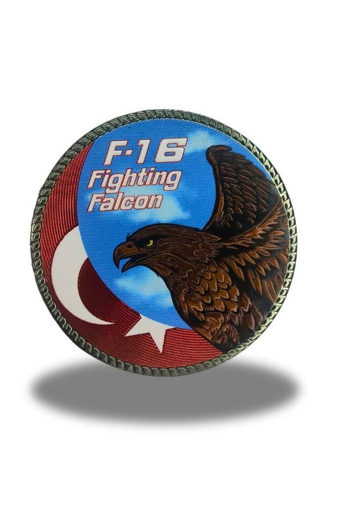 F-16 Fighting Falcon Plastik Cırtlı Arma Patch 9,5 cm