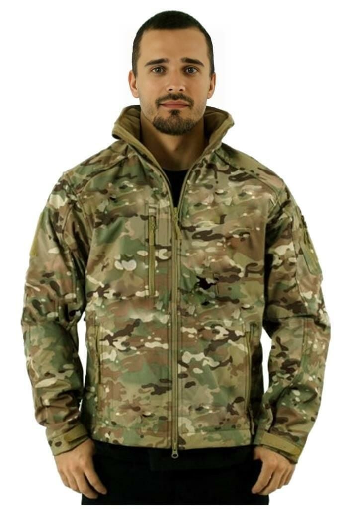 Single Sword Su&Rüzgar Geçirmez Outdoor Softshell Kışlık Erkek Mont (Kapüşonlu) MULTİCAM - 3XL