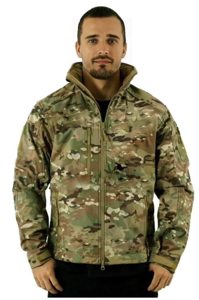 Single Sword Su&Rüzgar Geçirmez Outdoor Softshell Kışlık Erkek Mont (Kapüşonlu) MULTİCAM - 2XL