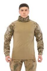 Single Sword Dirseklik Tasarımlı Polo Yaka Erkek Combat Tişört MULTİCAM - 3XL