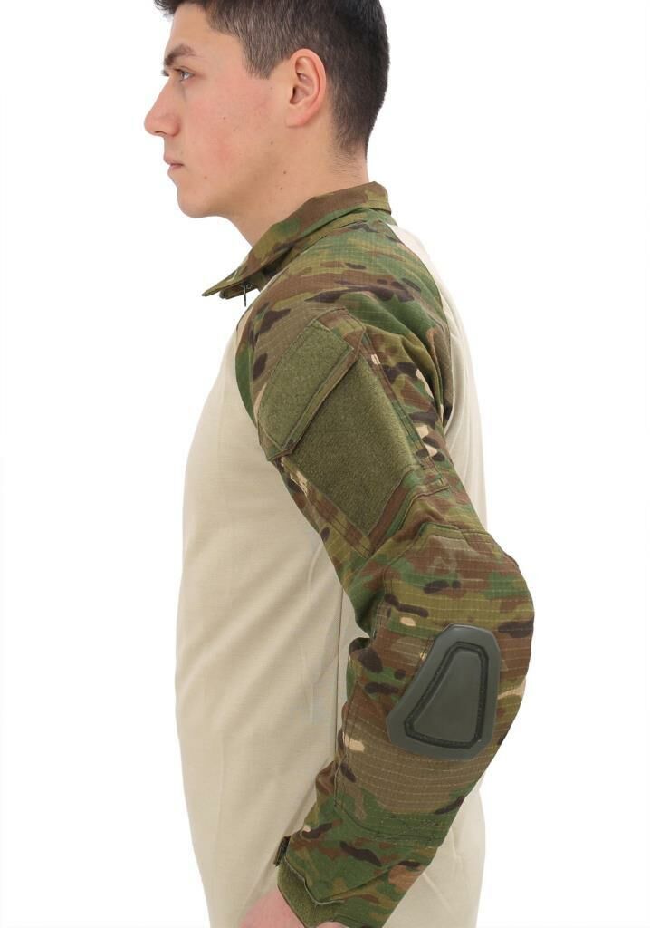 Single Sword Dirseklik Tasarımlı Polo Yaka Erkek Combat Tişört MULTİCAM - 3XL