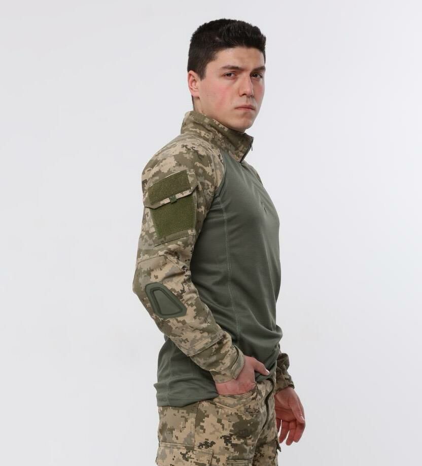 Single Sword Dirseklik Tasarımlı Polo Yaka Erkek Combat Tişört PİKSEL - 2XL