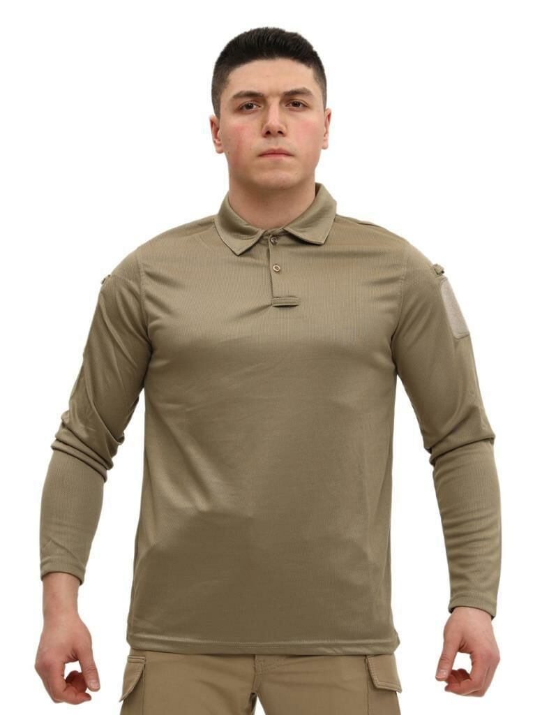Single Sword Polo Yaka Uzun Kol Taktik T-Shirt GRİ - M