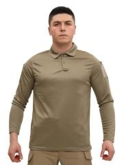 Single Sword Polo Yaka Uzun Kol Taktik T-Shirt BEJ - XL