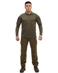 Single Sword Polo Yaka Uzun Kol Taktik T-Shirt HAKİ - S